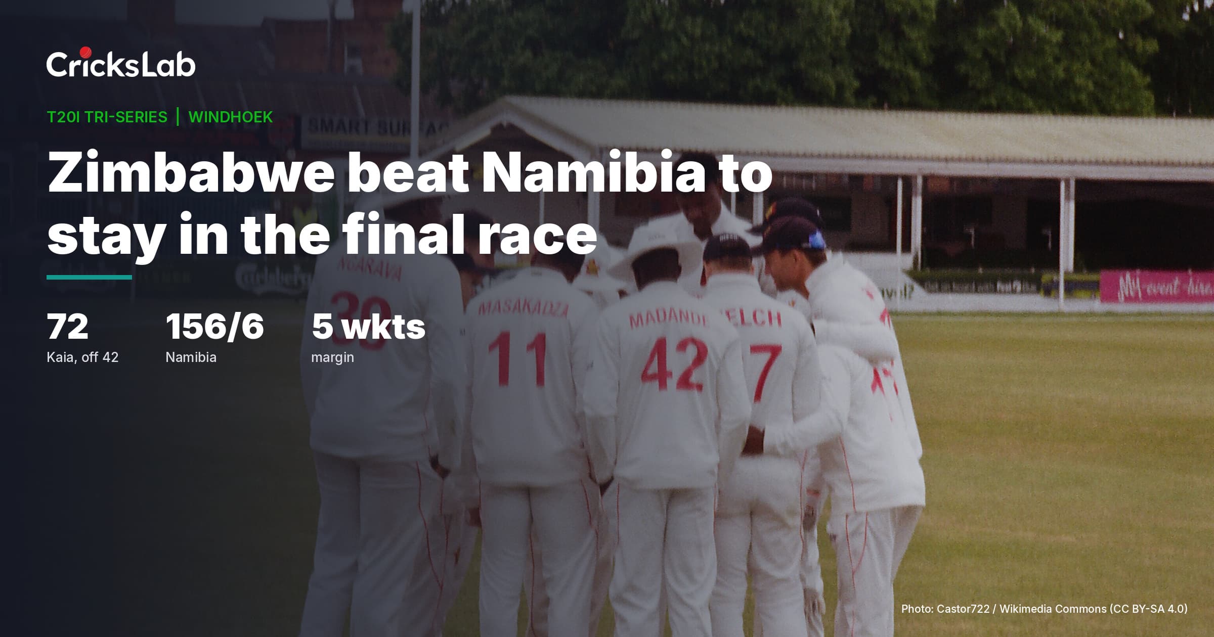 Zimbabwe Beat Namibia By Five Wickets To Stay In Windhoek Final Race