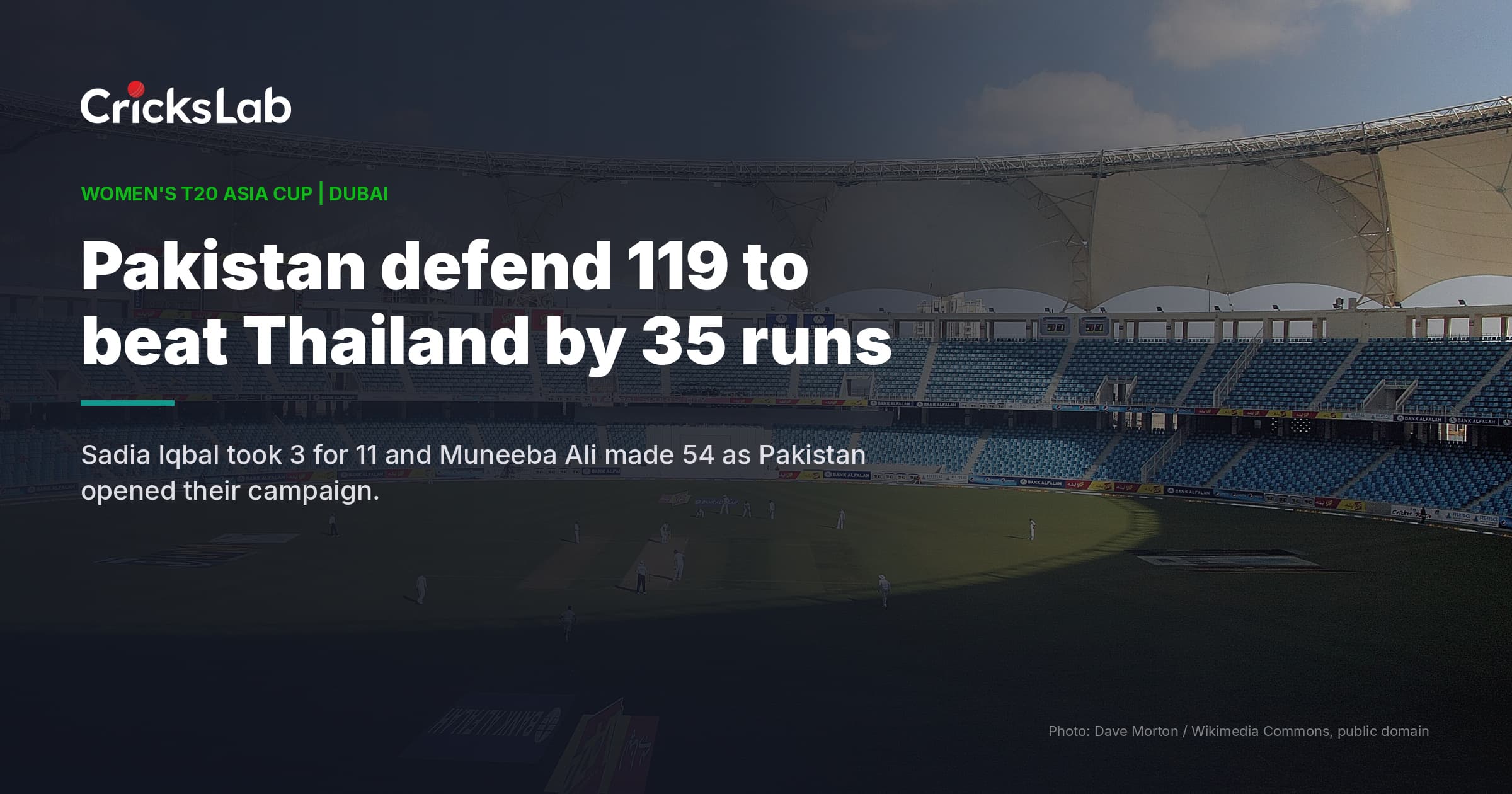 Pakistan defend 119 to beat Thailand by 35 runs in Women's Asia Cup
